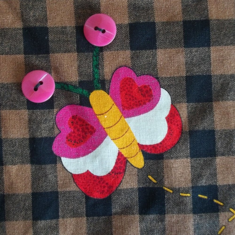 Vintage CRAFTCORE Kitsch Ditsy Floral Cat Scrunchie Flower Check Waistcoat Vest - Picture 7 of 7